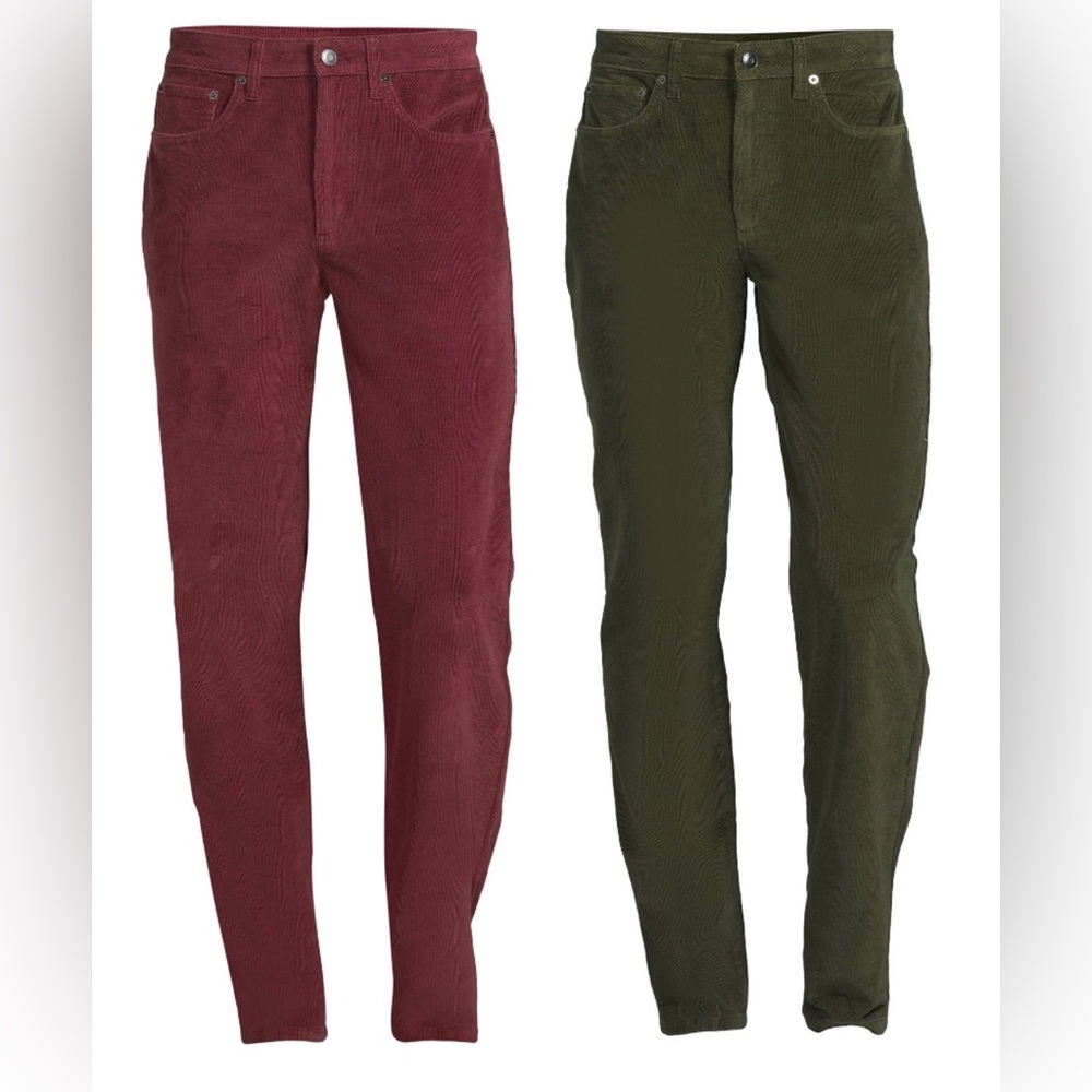 Men’s Corduroy Pants TWO Pair Burgundy and Olive Green